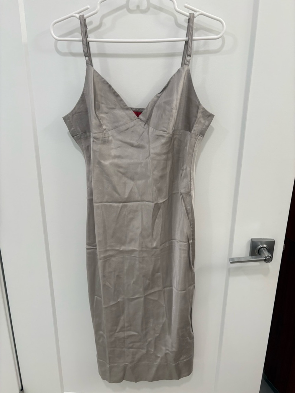 Vintage Y2K BCBG Max Azria Grey Gunmetal Acetate Slip Dress Size Large